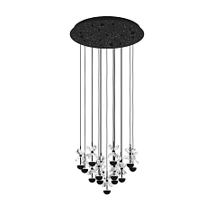 красивые 390277 Люстра диммируемая PIANOPOLI 2, 15X1,8W (LED), 3000K, 3600lm, ?500, сталь, черный/переливающееся стекло, прозрачный в интернет-магазине