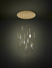 заказать 390361 Люстра диммируемая MIRADOR, 16X3,3W (LED), 3000K, 5440lm, ?780, сталь, латунь, золотой/пластик, прозрачный