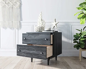 купить стильный Комод "Boho" 2 ящика с рыбами арт BH03