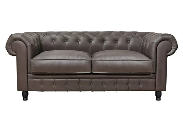 Диван из коричневой кожи Chesterfield Brown Leather 2S в интернет-магазине