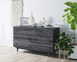 купить стильный Комод "Boho" 6 ящиков с рыбами арт BH01 в интернет-магазине
