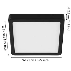 купить 900587 Накладной светильник диммируемый FUEVA 5, 17W (LED), 3000K, L210, B210, H28, сталь, черный / пластик, белый