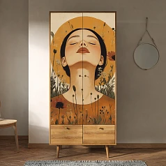 стильный Шкаф двухстворчатый "Berber Art "Девушка и закат" арт BB16/Art09 на заказ