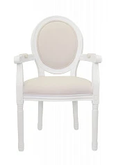 Мягкий стул с подлокотниками Volker Arm Beige and White в интерьере