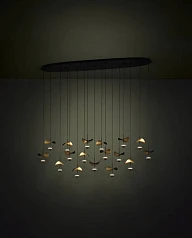 купить стильные 390343 Люстра диммируемая DRACERA, 17X2,3W (LED), 3000K, 4760lm, L1550, B330, H2200, сталь, черный/сталь, черный, золотой в интернет-магазине