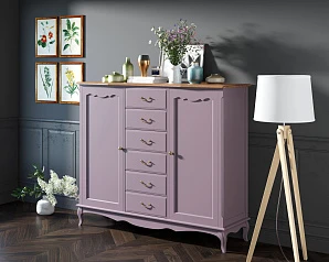 красивый Комод Leontina Lavanda с шестью ящиками и дверками арт ST9350L