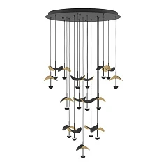 купить красивые 390341 Люстра диммируемая DRACERA, 17X2,3W (LED), 3000K, 4760lm, ?780, сталь, черный/сталь, черный, золотой