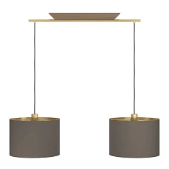 390336 Люстра SANTANDRIA, 2X40W (E27), L1050, B350, H1500, сталь, дерево, матовая латунь, коричневый/текстиль, капучино, латунь