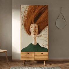 купить стильный Шкаф двухстворчатый "Berber Art Рыжая девушка" арт BB16/Art1 в интернет-магазине